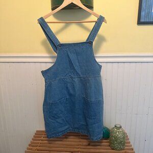Carreau Sport Vintage 90s Denim Overall Dress Blue Size 13/14 With Pockets